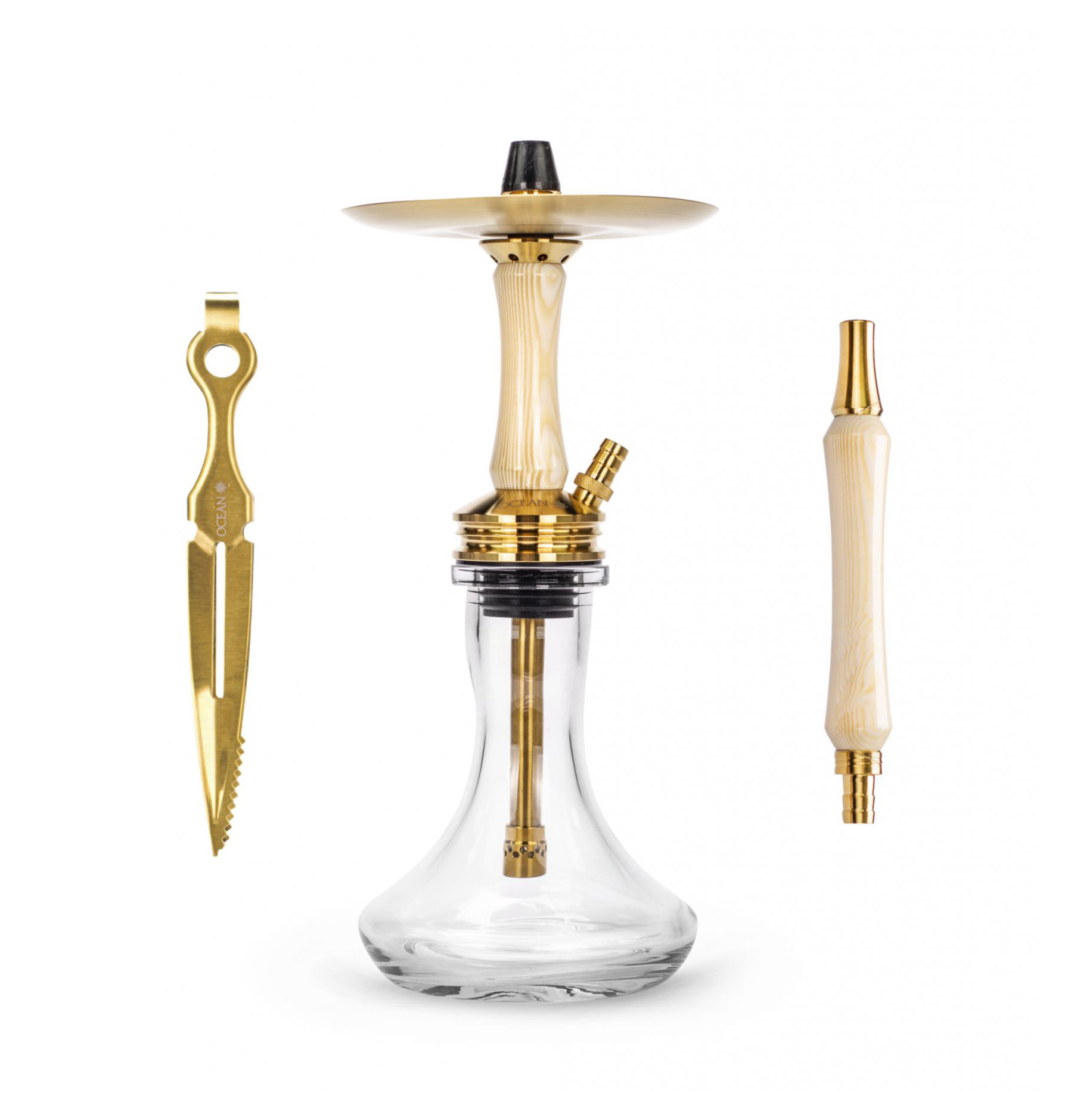 Kaif S  Gold/White Wood/Clear